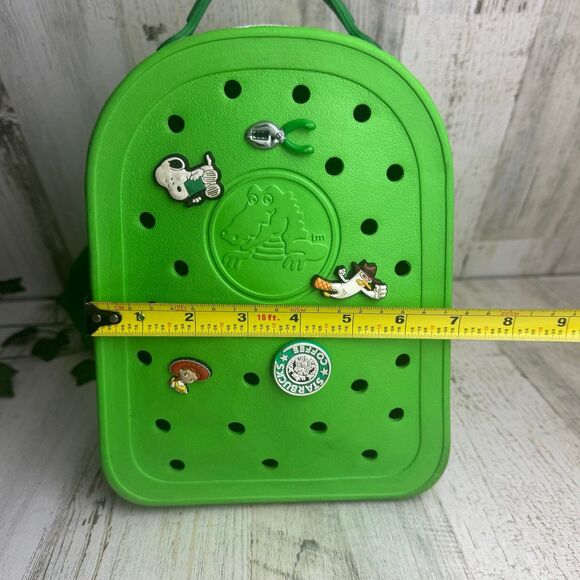 Crocs Mini Backpack Neon Green White Zipper Kids Book Bag - Picture 8 of 9